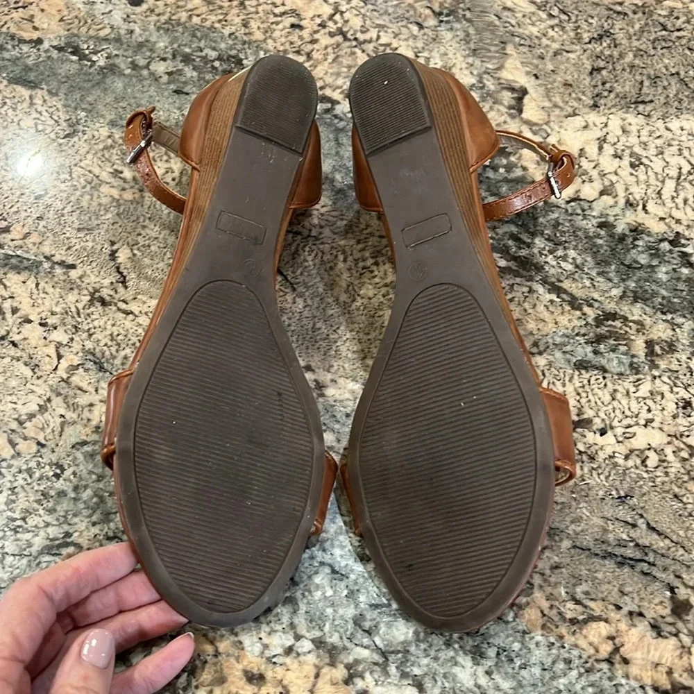 Diba Brown Wedge Sandals with Adjustable Straps